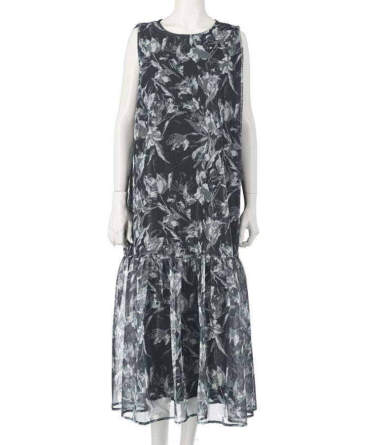 メッシュプリントティアードワンピース 527-6725