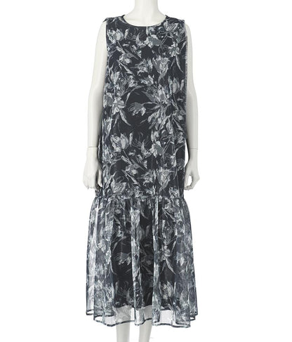 メッシュプリントティアードワンピース 527-6725