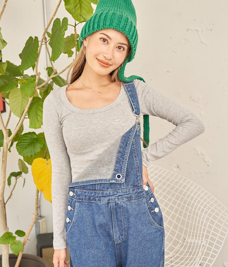 デコルテライン 細リブ カットソー