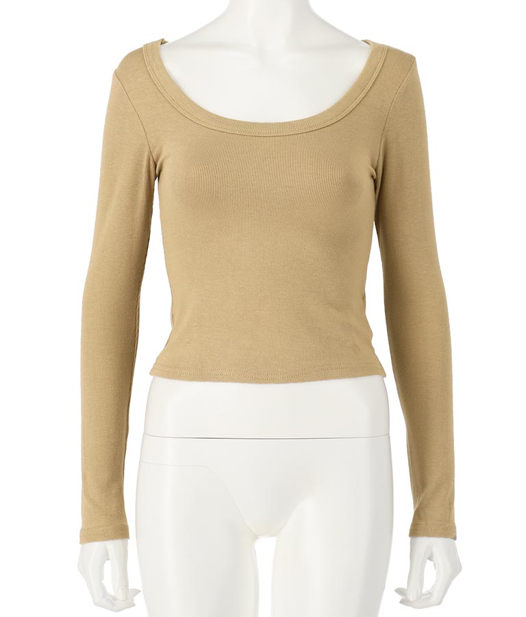 デコルテライン 細リブ カットソー 813-6725