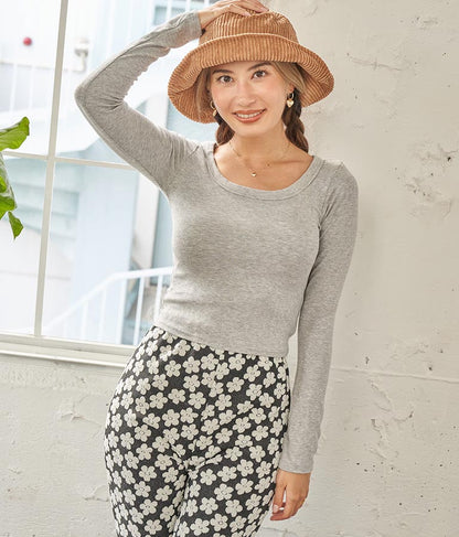 デコルテライン 細リブ カットソー 813-6725