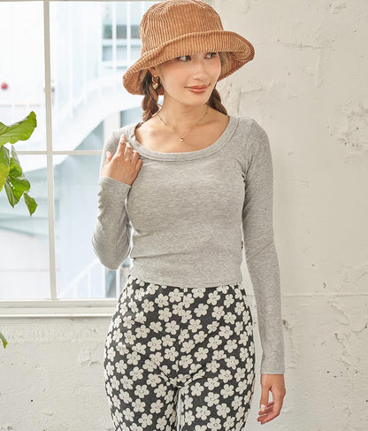 デコルテライン 細リブ カットソー 813-6725