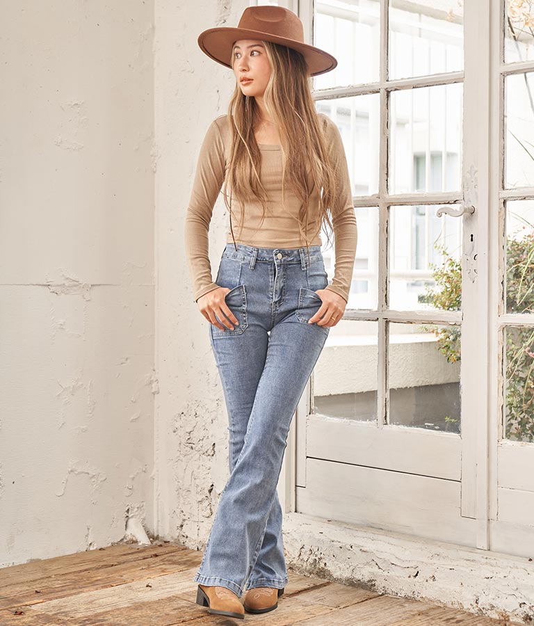 デコルテライン 細リブ カットソー 813-6725