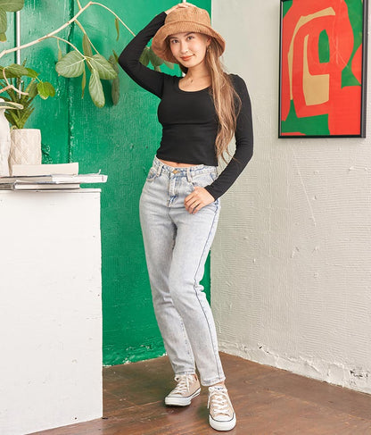 デコルテライン 細リブ カットソー 813-6725