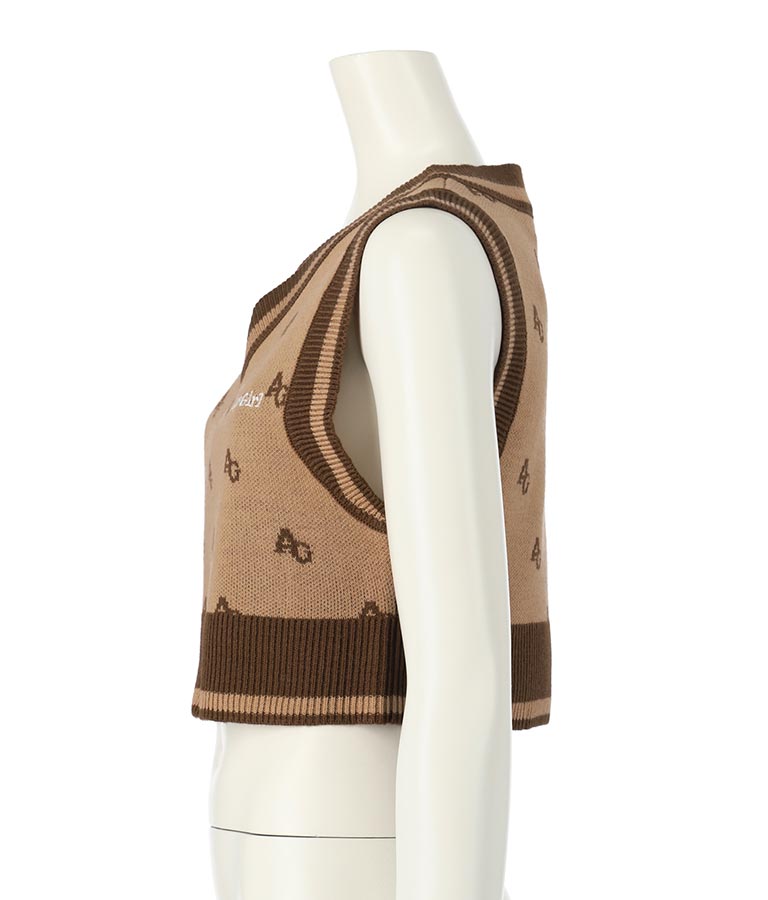 モノグラム柄ニットベスト 914-7217