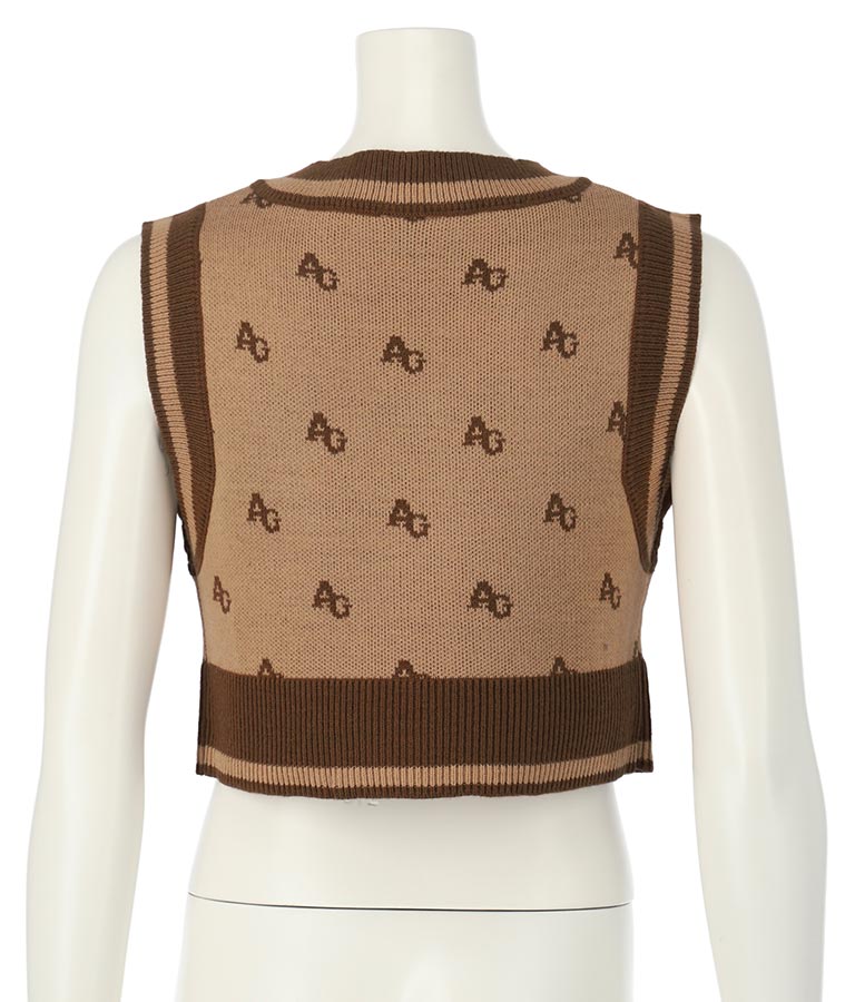 モノグラム柄ニットベスト 914-7217