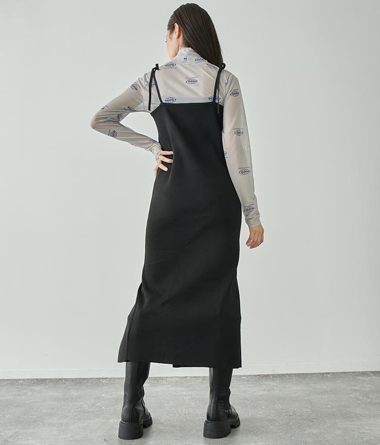 スポンジニット キャミソール ロング ワンピース ノースリーブ 157-5477