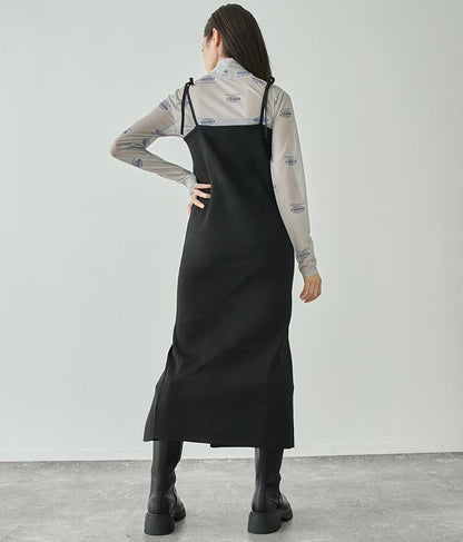 スポンジニット キャミソール ロング ワンピース ノースリーブ 157-5477