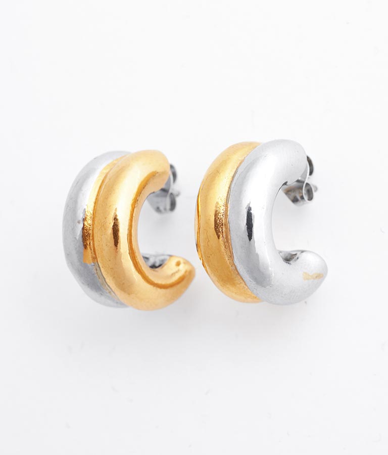ツートンバイカラーフープピアス 159-5495