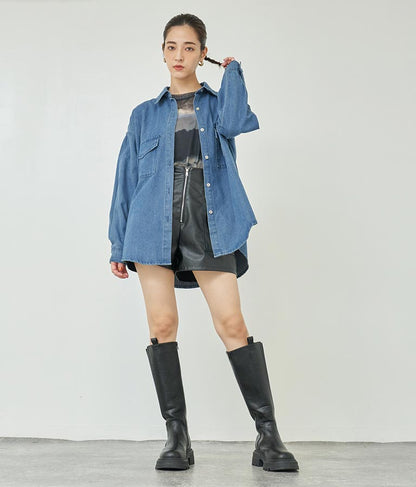 ニュアンス柄サイドシャーリングシアートップス 153-5494