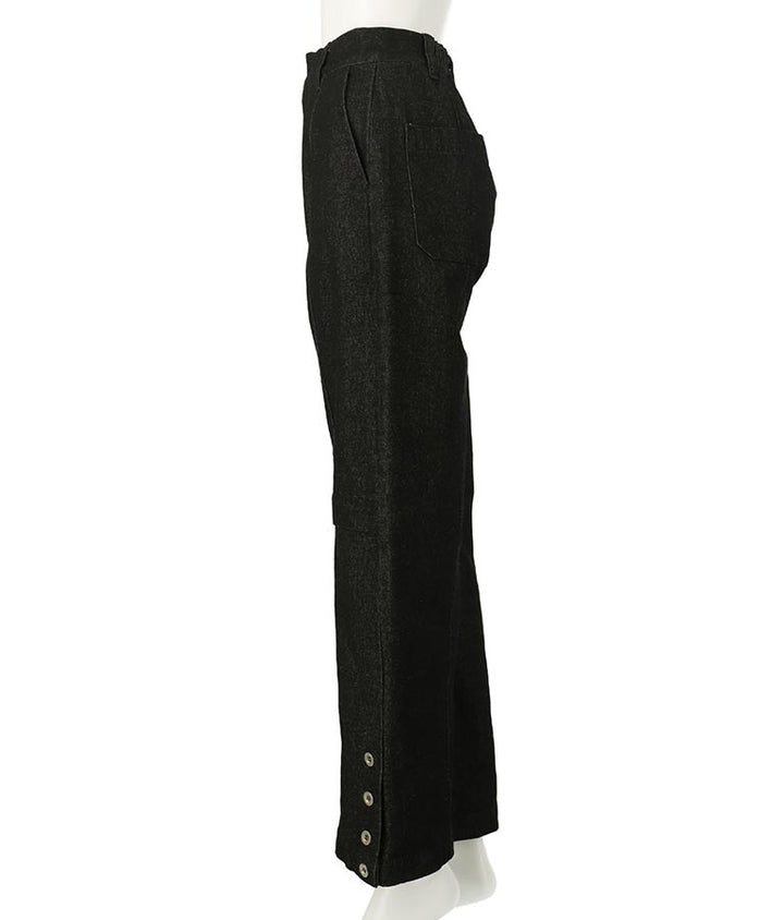 デニム ニー ジップ ワイド パンツ 30-2097