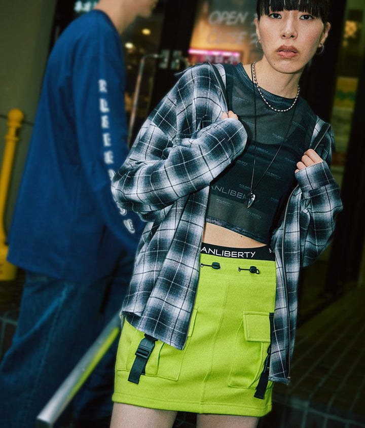 チェック ジップ アップ シャツ 30-3076