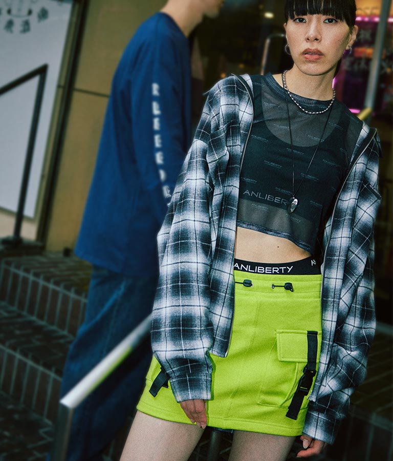 チェック ジップ アップ シャツ 30-3076