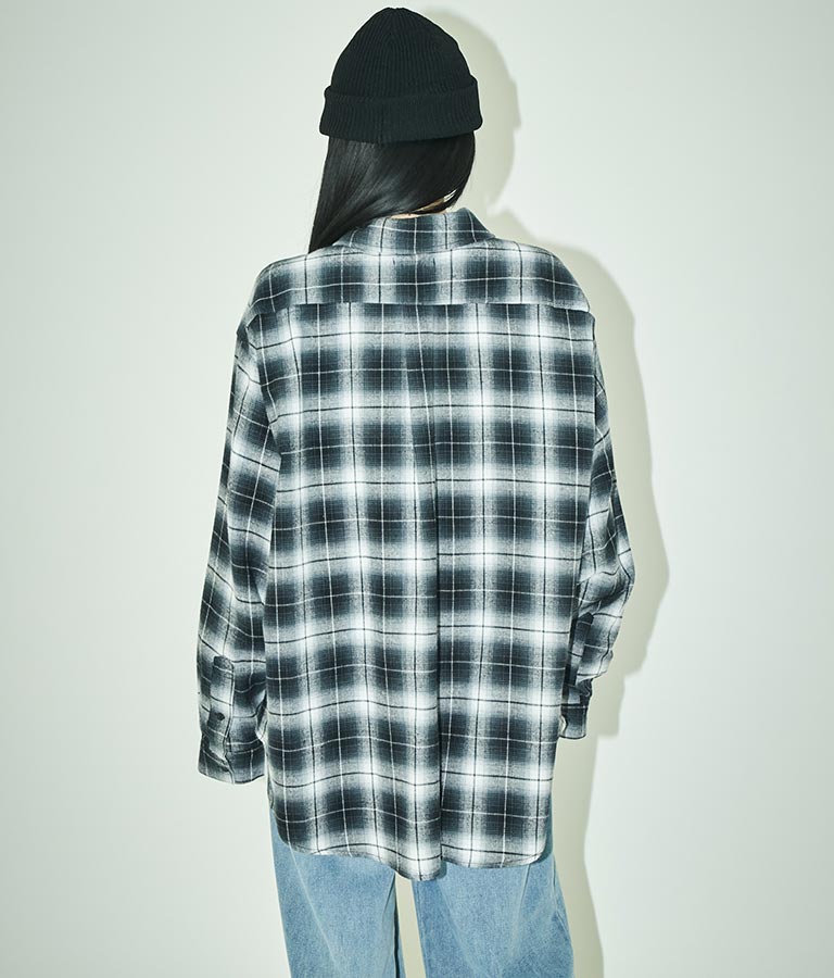 チェック ジップ アップ シャツ 30-3076