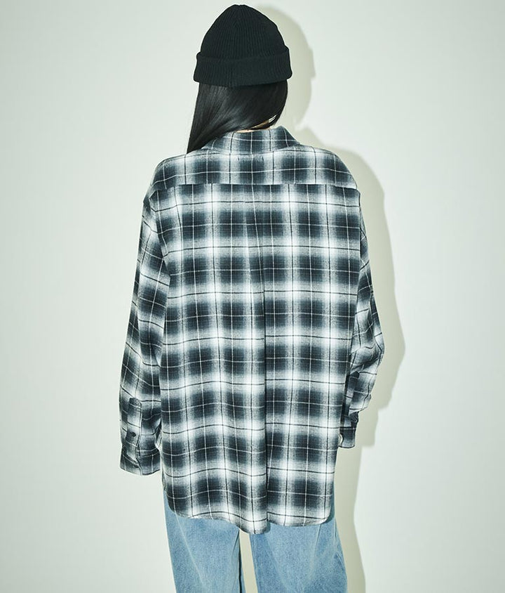 チェック ジップ アップ シャツ 30-3076