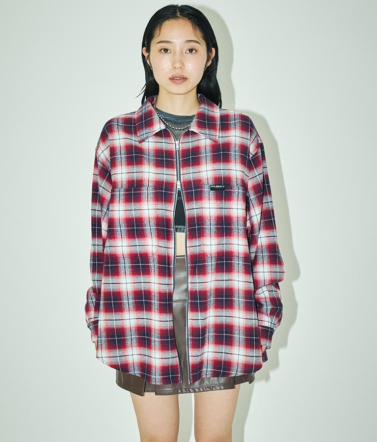 チェック ジップ アップ シャツ 30-3076