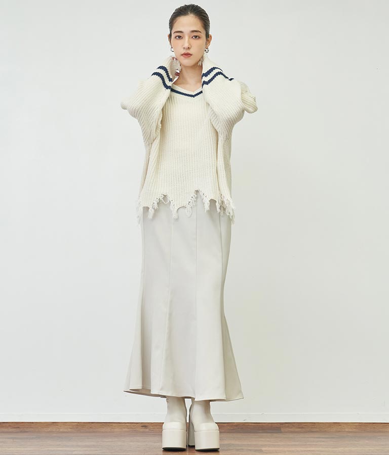 ダメージ ライン ニット トップス【親子お揃い】 793-8950