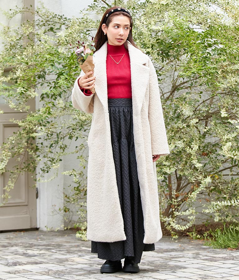 リングボア テーラード ロング コート 526-6712