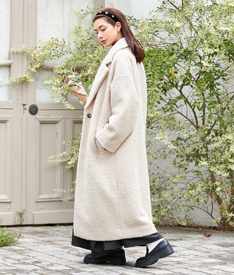 リングボア テーラード ロング コート 526-6712