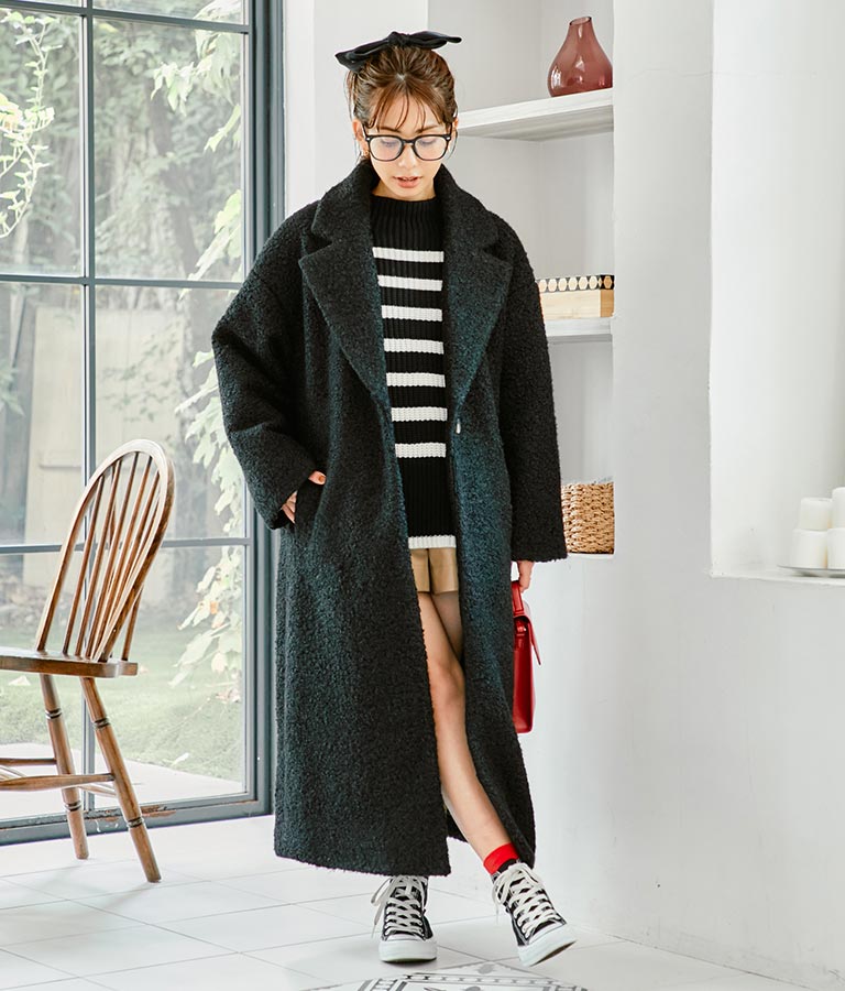 リングボア テーラード ロング コート 526-6712