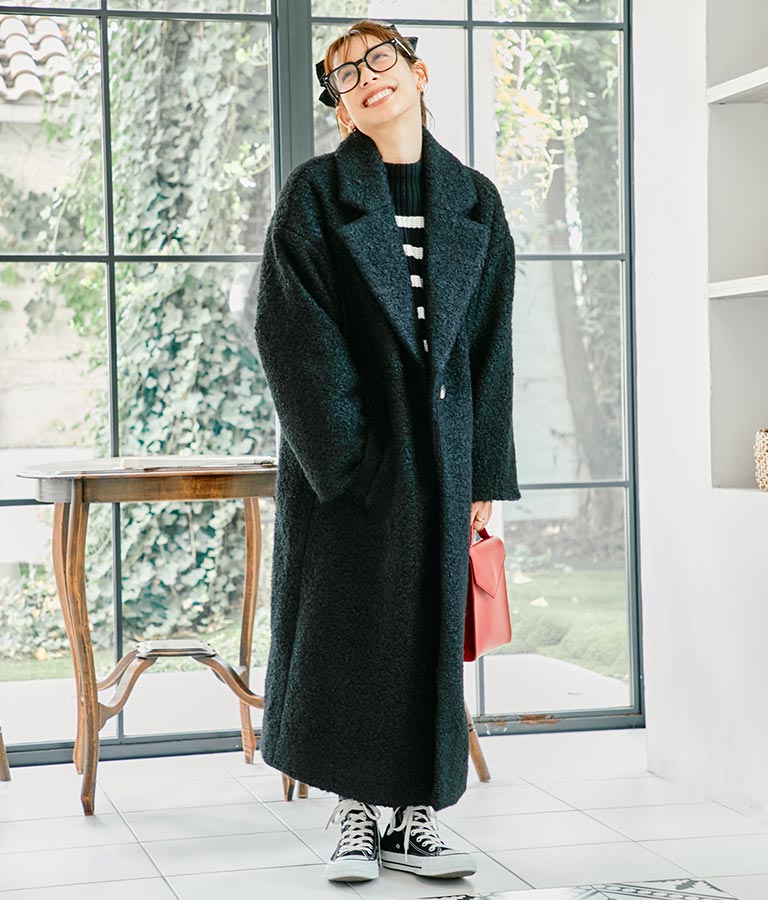 リングボア テーラード ロング コート 526-6712