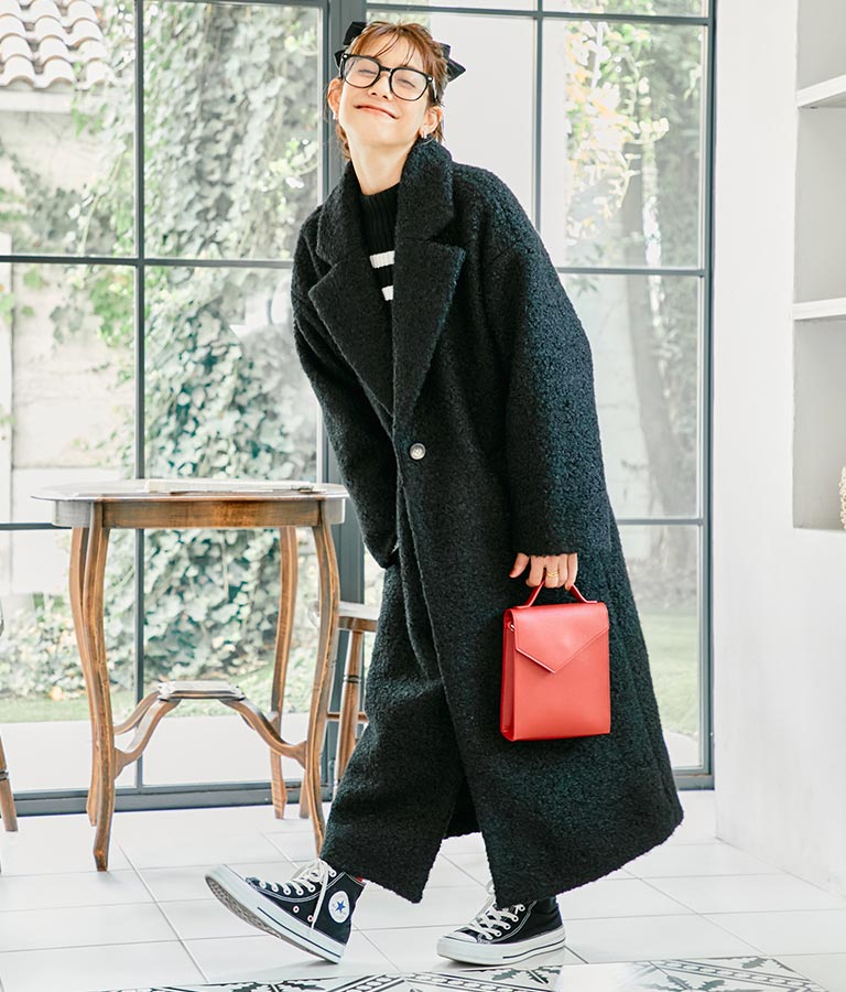 リングボア テーラード ロング コート 526-6712