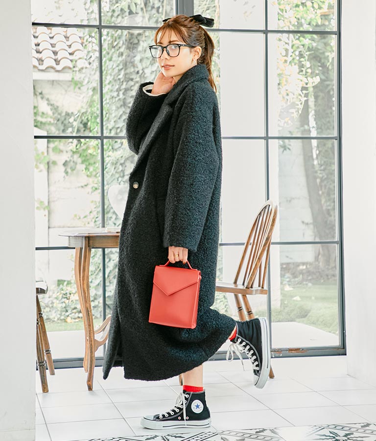 リングボア テーラード ロング コート 526-6712