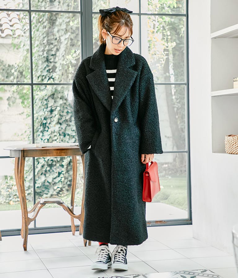 リングボア テーラード ロング コート 526-6712