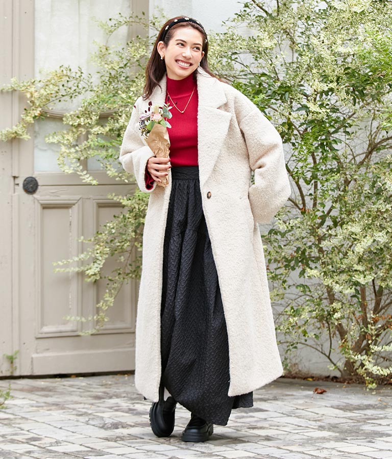 リングボア テーラード ロング コート 526-6712