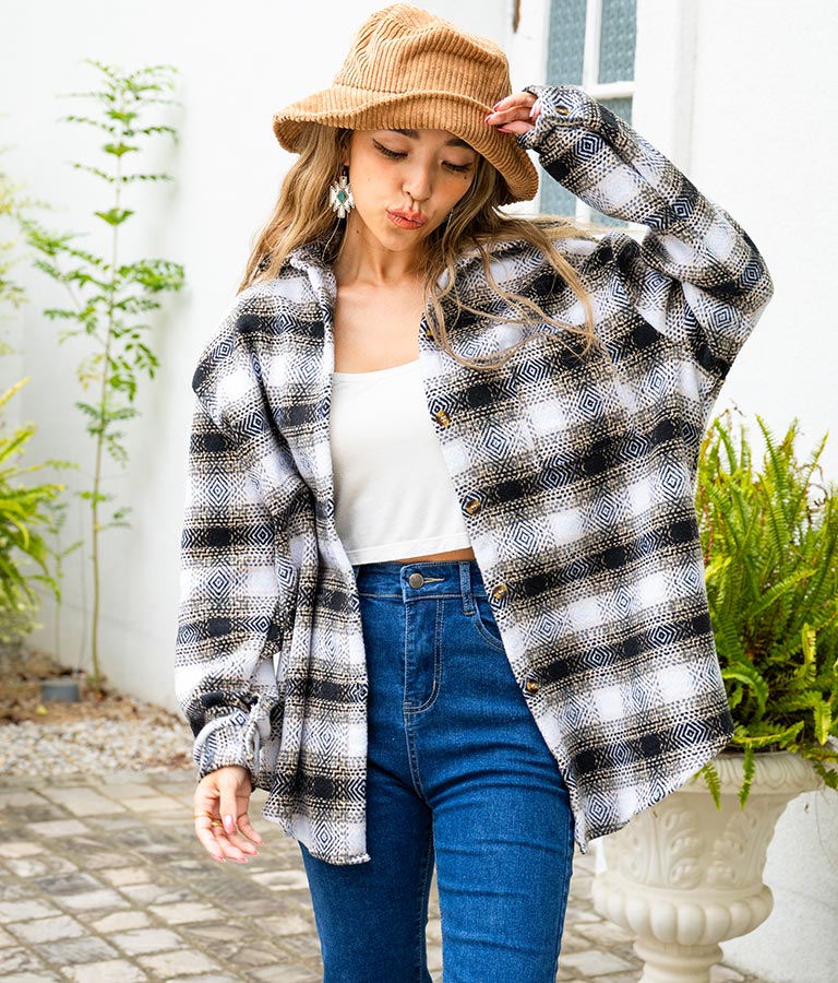 オルテガチェックオーバーシャツジャケット