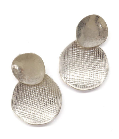 ITALYマットメタルボリュームサークルプレートピアス 399-2857