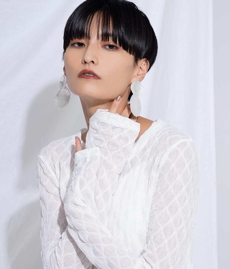 ITALYマットメタルボリュームサークルプレートピアス 399-2857