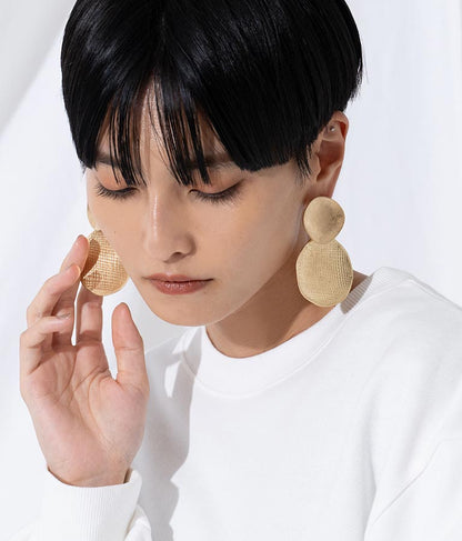 ITALYマットメタルボリュームサークルプレートピアス 399-2857