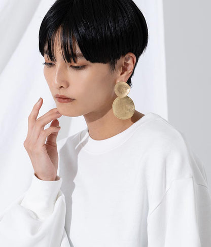 ITALYマットメタルボリュームサークルプレートピアス 399-2857