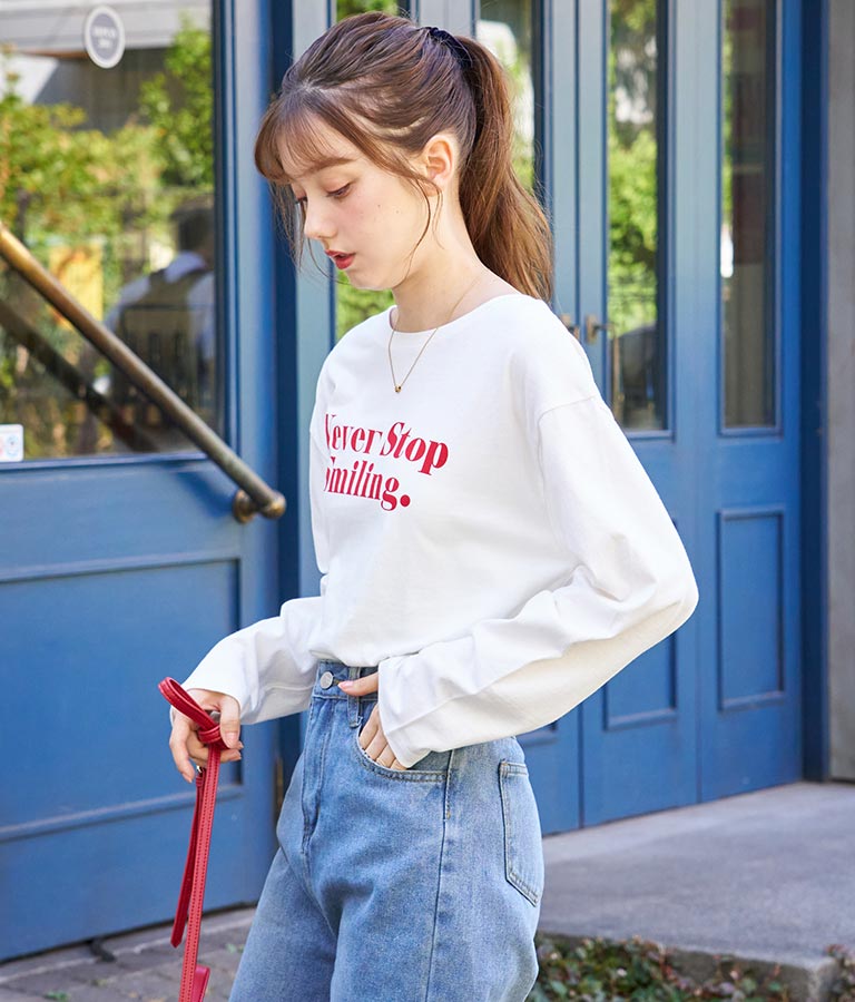 カラーメッセージロングTシャツ 523-6770