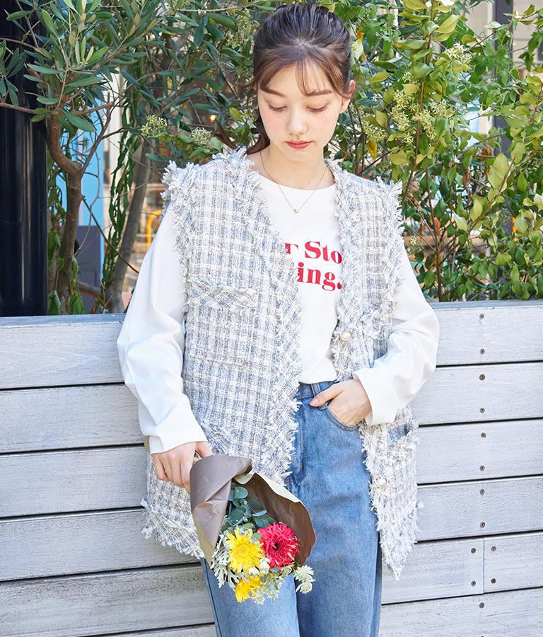 カラーメッセージロングTシャツ 523-6770