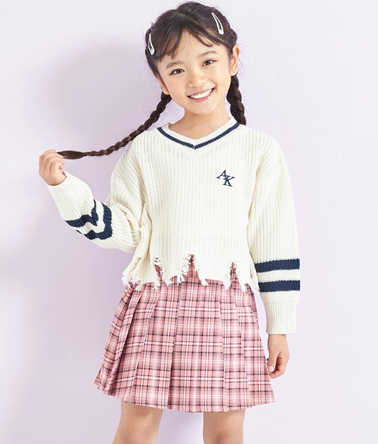 ダメージ ライン ニット トップス【親子お揃い】 423-3093