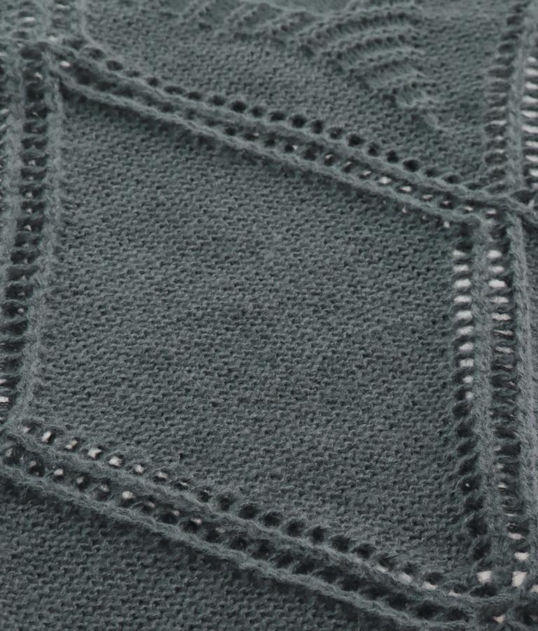 Vネックダイヤカット透かし編ニットトップス 813-6700