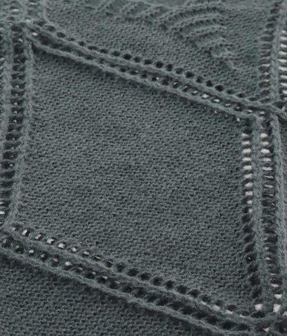 Vネックダイヤカット透かし編ニットトップス 813-6700