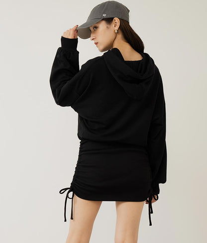 サイドギャザー裏毛スウェットパーカーワンピース 797-9046