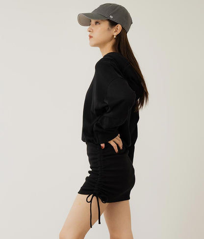 サイドギャザー裏毛スウェットパーカーワンピース 797-9046