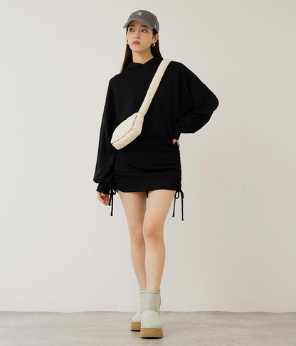 サイドギャザー裏毛スウェットパーカーワンピース 797-9046