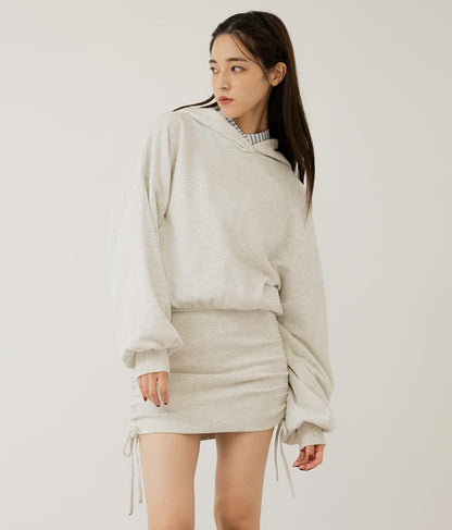 サイドギャザー裏毛スウェットパーカーワンピース 797-9046