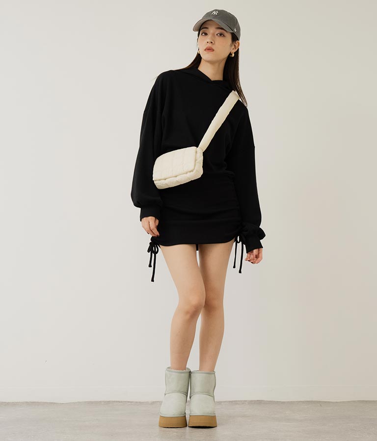 サイドギャザー裏毛スウェットパーカーワンピース 797-9046