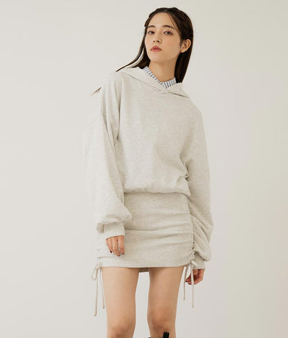 サイドギャザー裏毛スウェットパーカーワンピース 797-9046