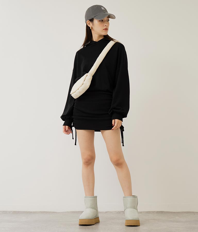 サイドギャザー裏毛スウェットパーカーワンピース 797-9046