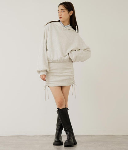 サイドギャザー裏毛スウェットパーカーワンピース 797-9046