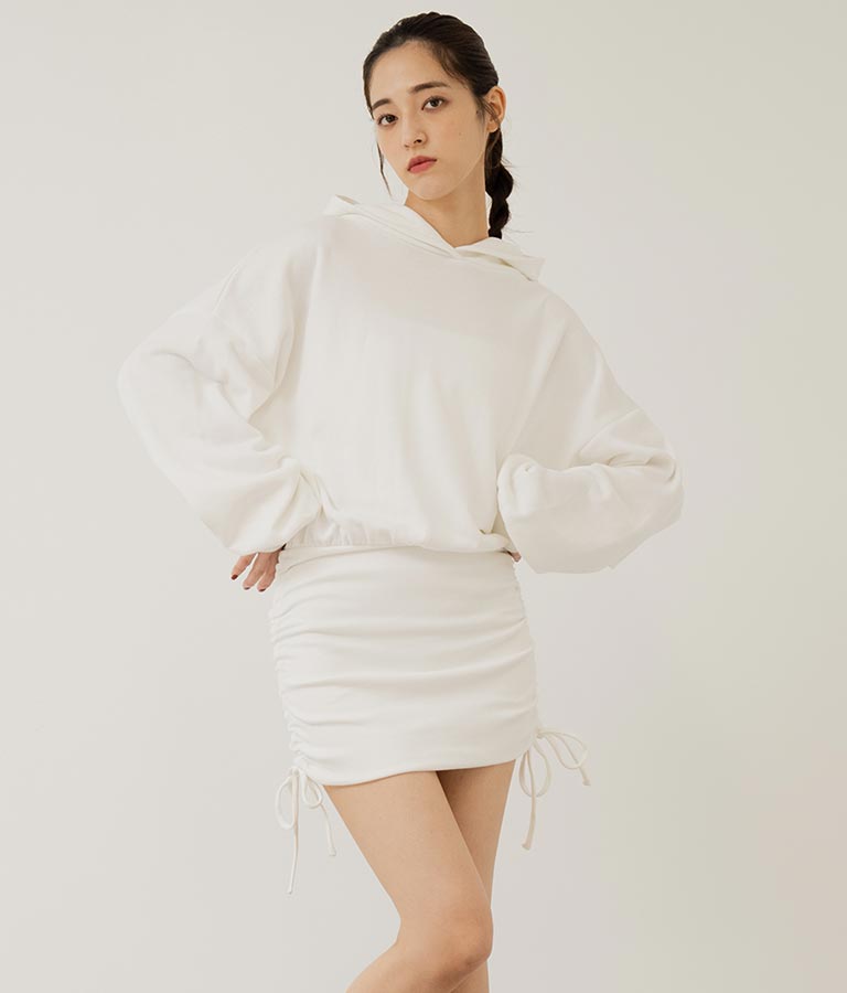 サイドギャザー裏毛スウェットパーカーワンピース 797-9046