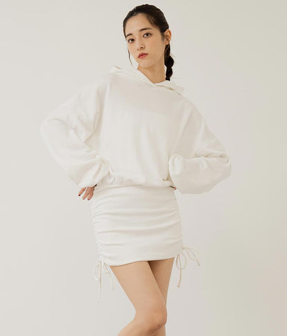 サイドギャザー裏毛スウェットパーカーワンピース 797-9046