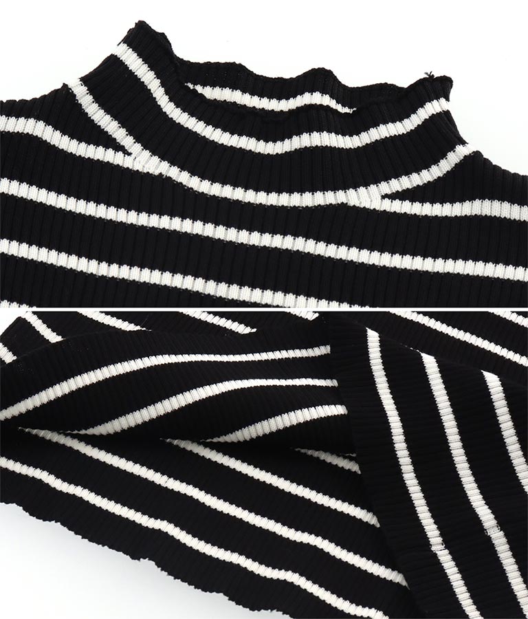 プチハイネックリブニットトップス 長袖